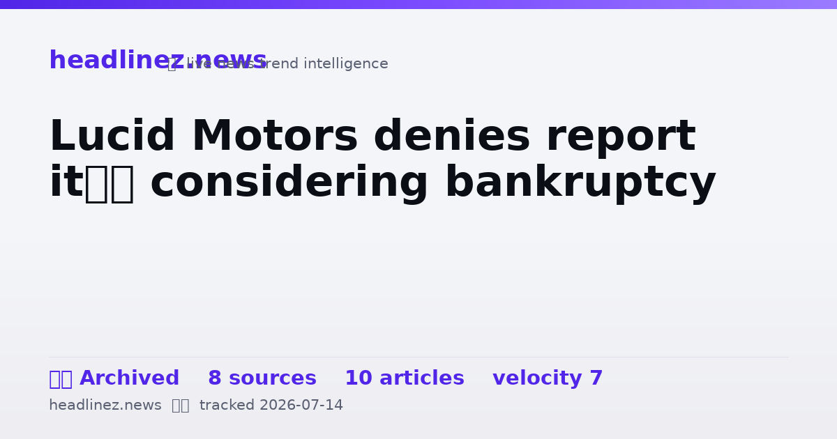 Visual summary for Lucid Motors denies report it’s considering bankruptcy