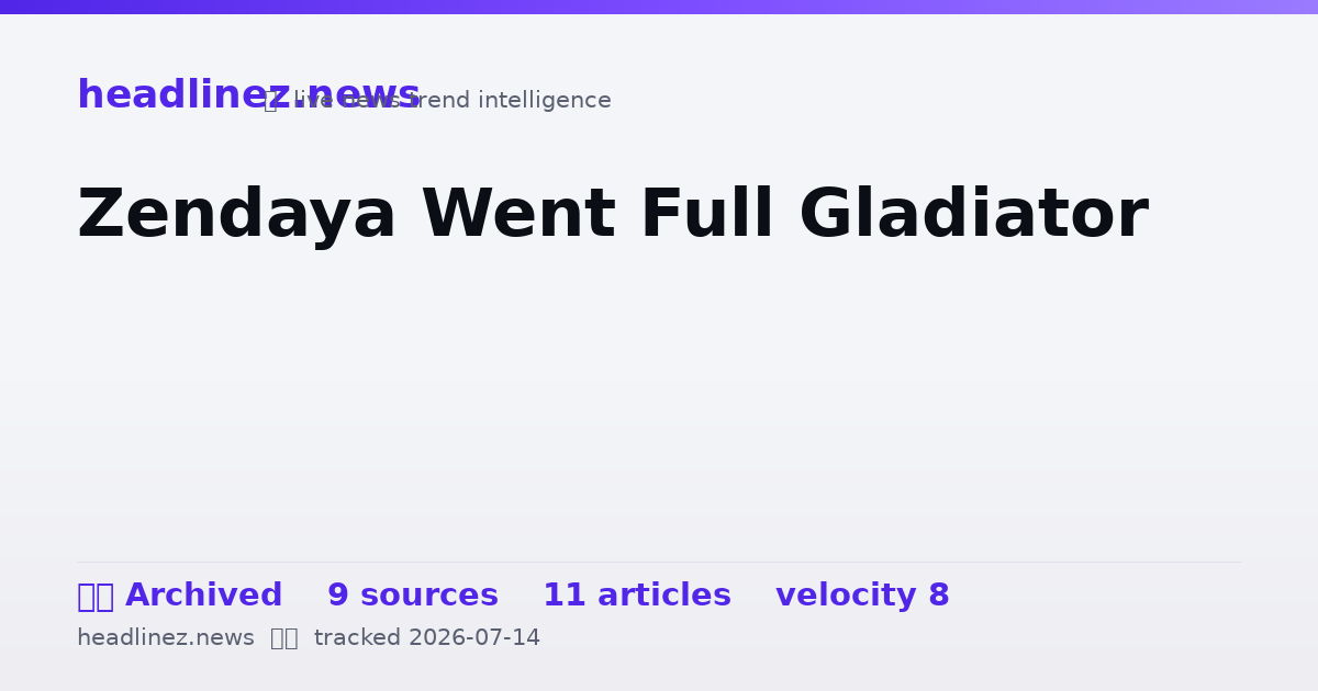 Visual summary for Zendaya Went Full Gladiator