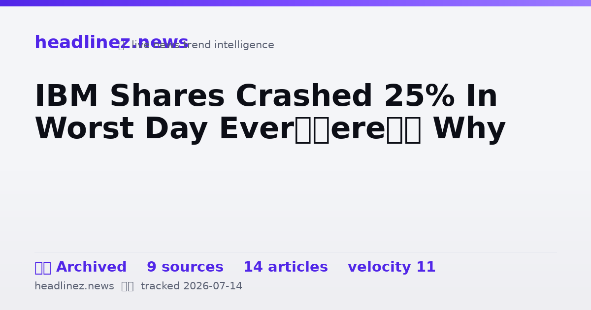 Visual summary for IBM Shares Crashed 25% In Worst Day Ever—Here’s Why