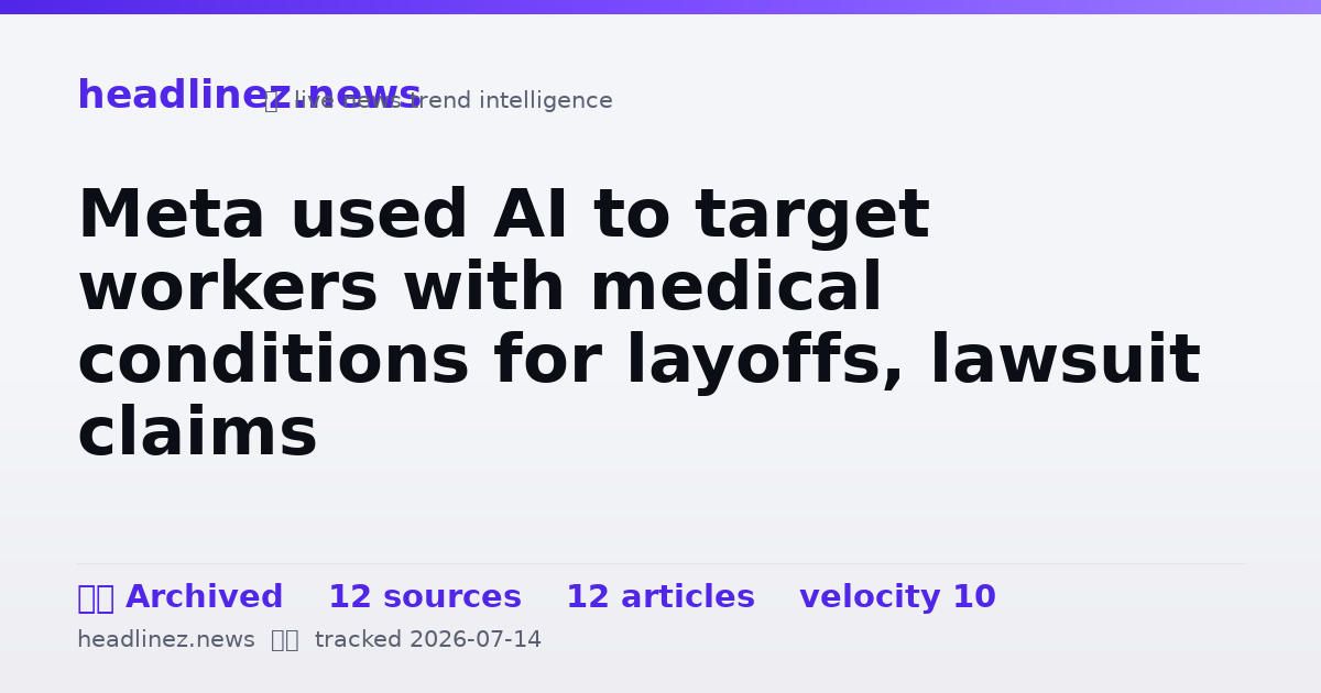Visual summary for Meta used AI to target workers with medical conditions for layoffs, lawsuit claims