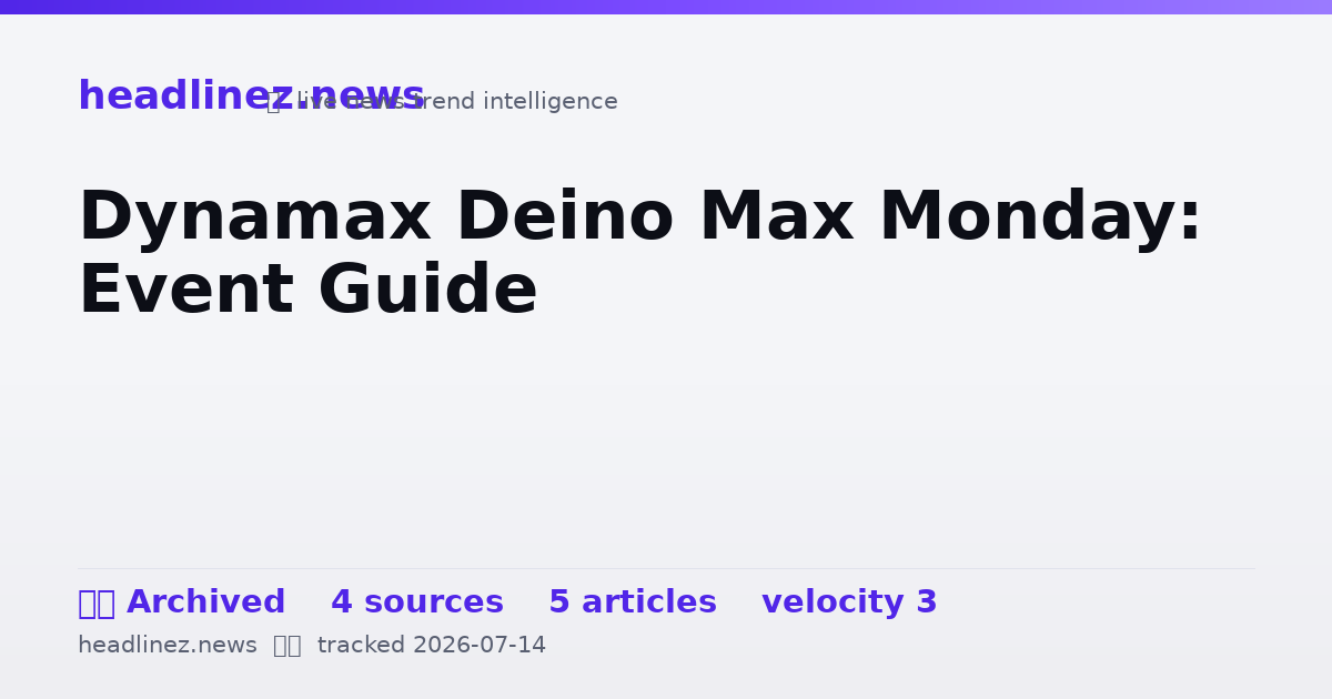 Visual summary for Dynamax Deino Max Monday: Event Guide