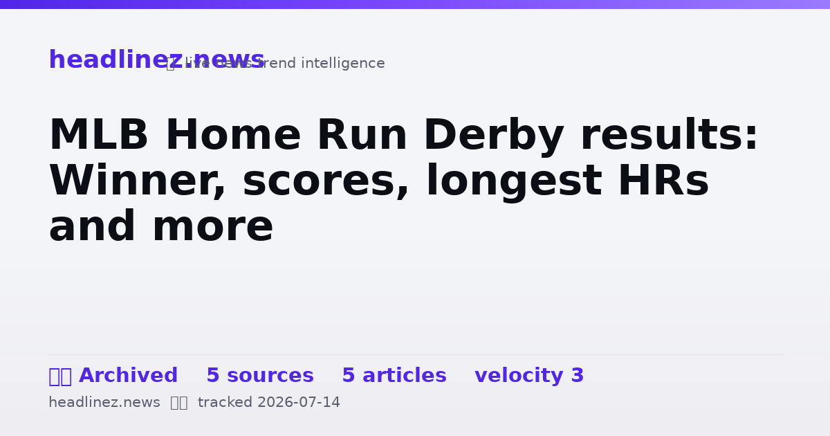 Visual summary for MLB Home Run Derby results: Winner, scores, longest HRs and more
