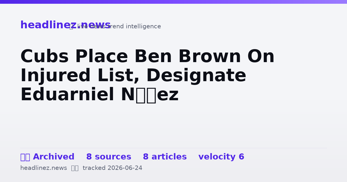 Visual summary for Cubs Place Ben Brown On Injured List, Designate Eduarniel Núñez