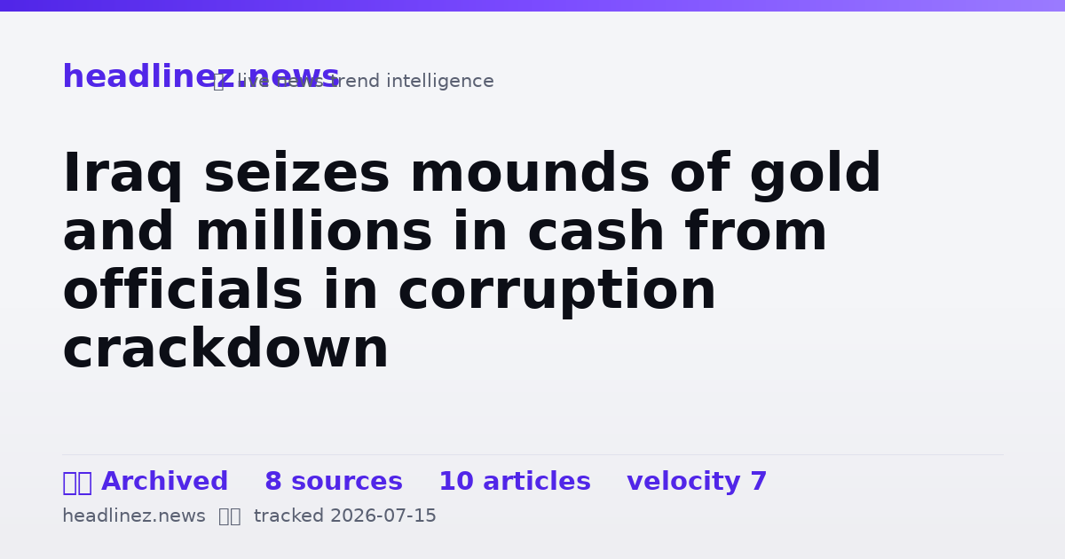Visual summary for Iraq seizes mounds of gold and millions in cash from officials in corruption crackdown