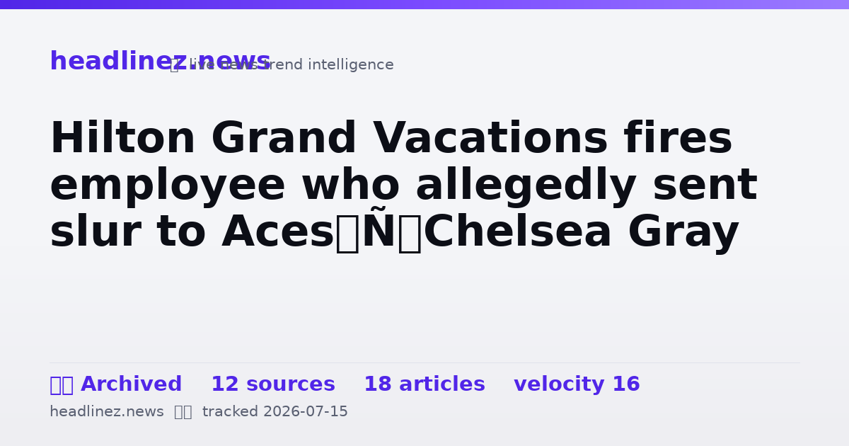 Visual summary for Hilton Grand Vacations fires employee who allegedly sent slur to Aces’ Chelsea Gray