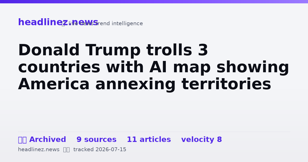 Visual summary for Donald Trump trolls 3 countries with AI map showing America annexing territories