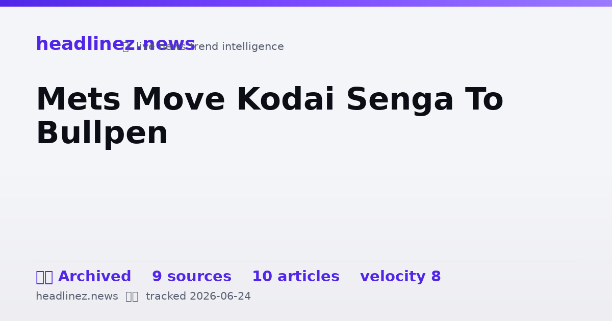 Visual summary for Mets Move Kodai Senga To Bullpen