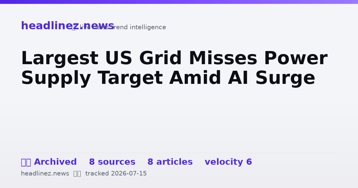 Visual summary for Largest US Grid Misses Power Supply Target Amid AI Surge