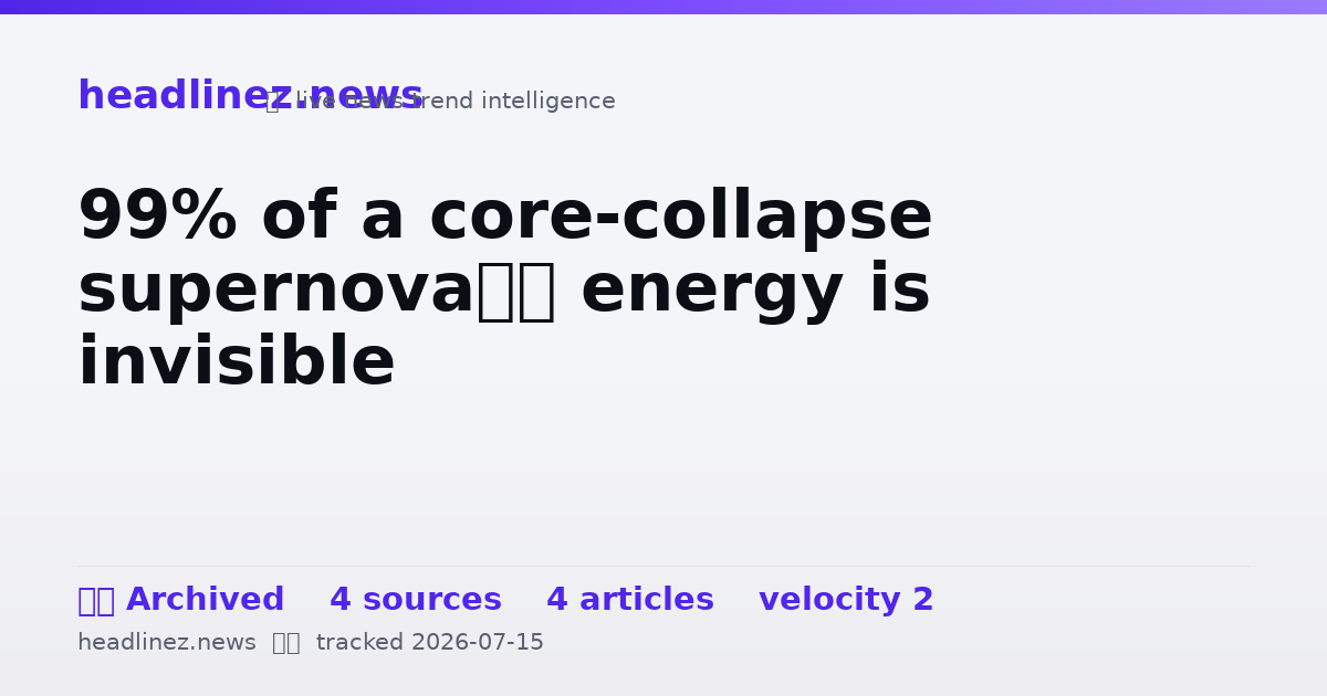 Visual summary for 99% of a core-collapse supernova’s energy is invisible