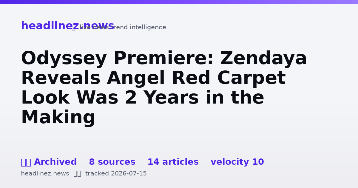 Visual summary for Odyssey Premiere: Zendaya Reveals Angel Red Carpet Look Was 2 Years in the Making
