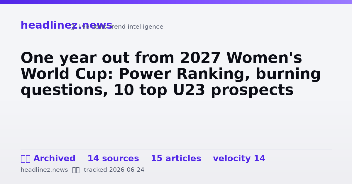 Visual summary for One year out from 2027 Women's World Cup: Power Ranking, burning questions, 10 top U23 prospects
