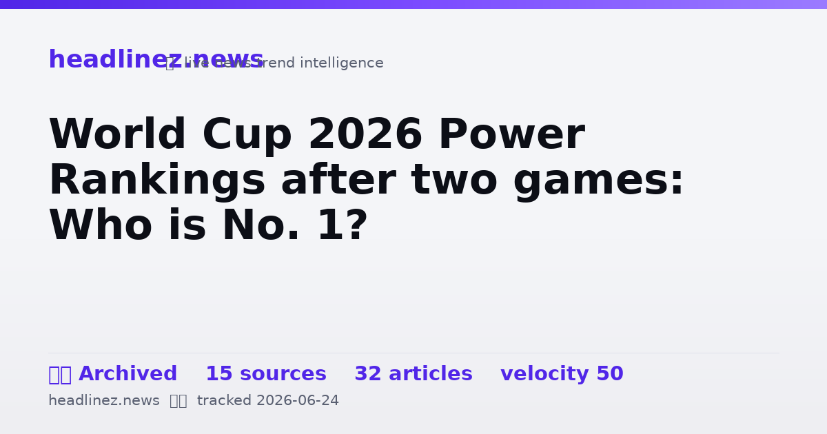 Visual summary for World Cup 2026 Power Rankings after two games: Who is No. 1?