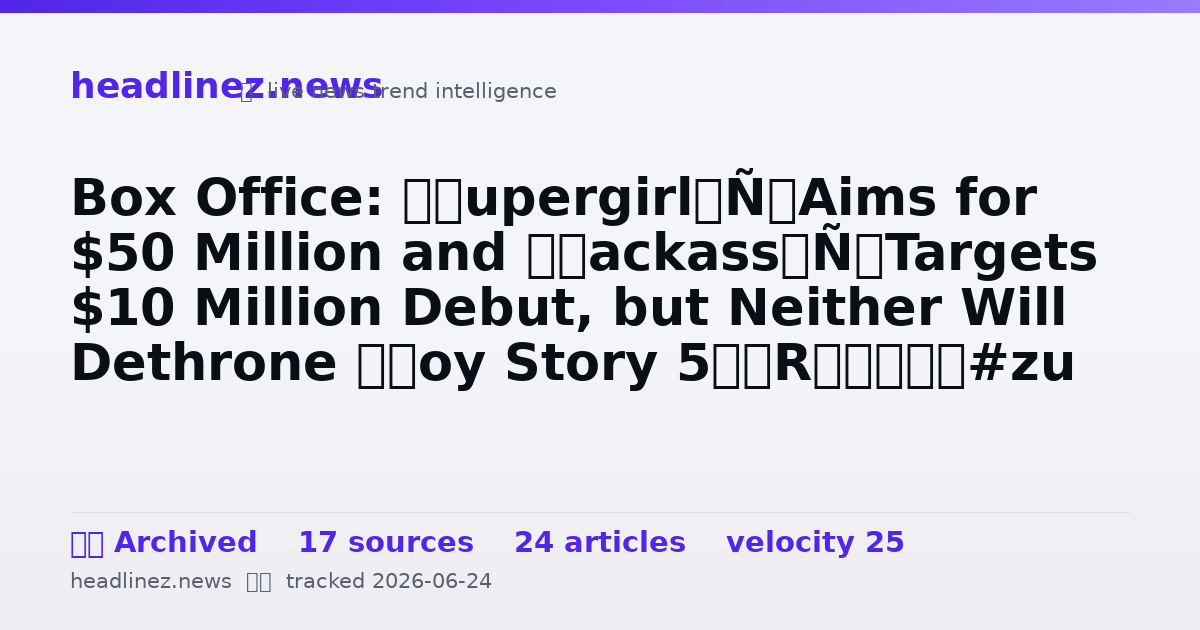 Visual summary for Box Office: ‘Supergirl’ Aims for $50 Million and ‘Jackass’ Targets $10 Million Debut, but Neither Will Dethrone ‘Toy Story 5’