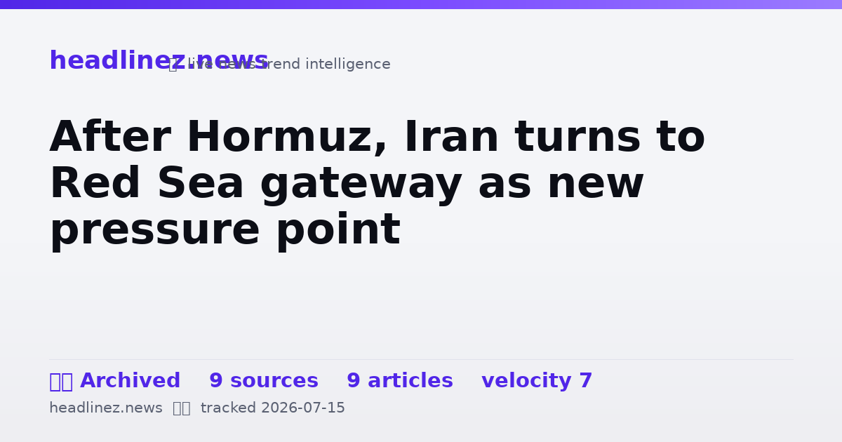 Visual summary for After Hormuz, Iran turns to Red Sea gateway as new pressure point
