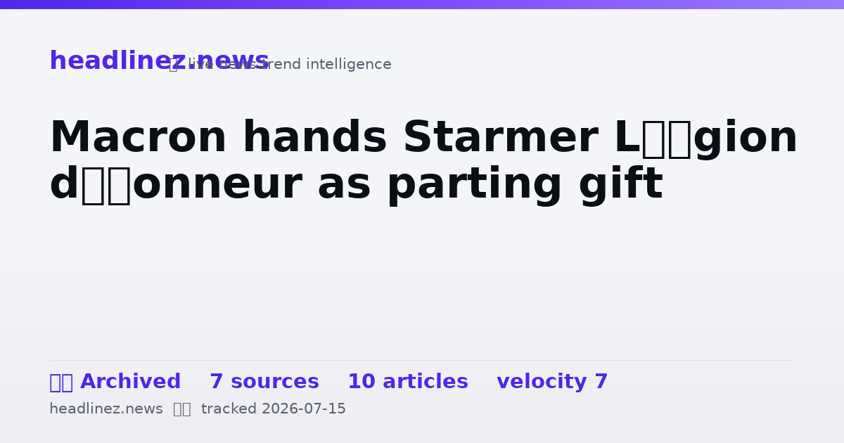 Visual summary for Macron hands Starmer Légion d’honneur as parting gift