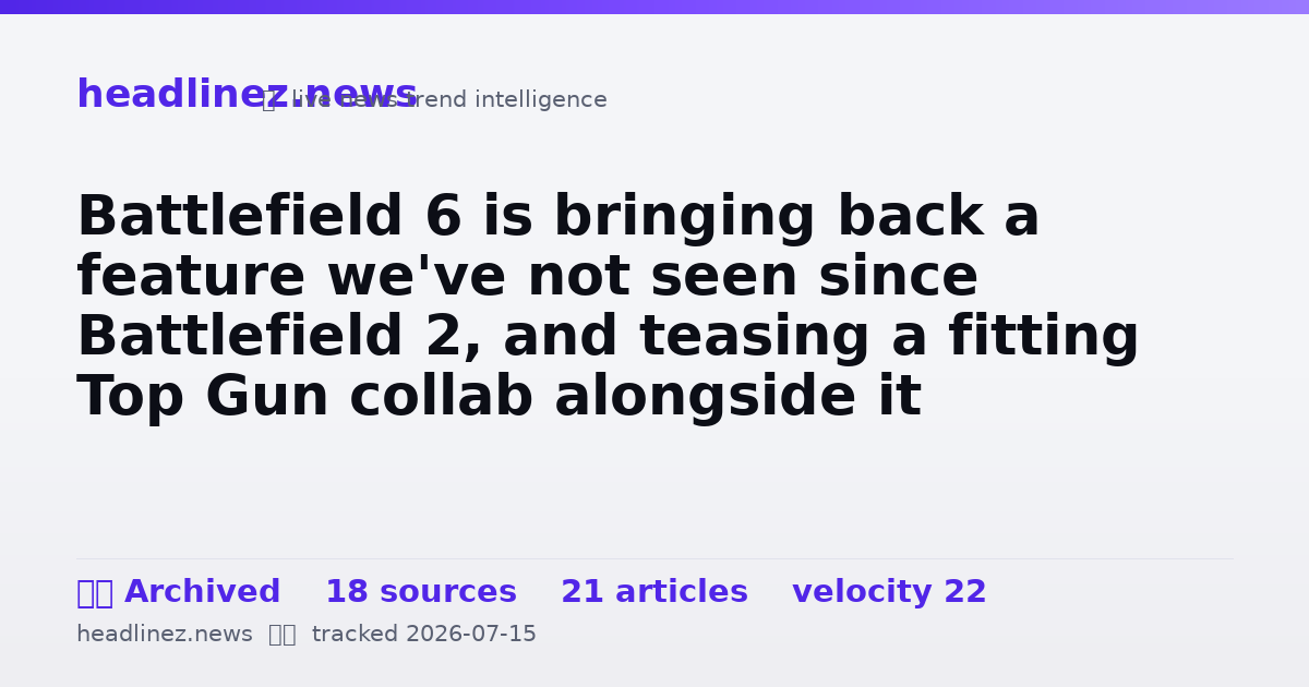Visual summary for Battlefield 6 is bringing back a feature we've not seen since Battlefield 2, and teasing a fitting Top Gun collab alongside it