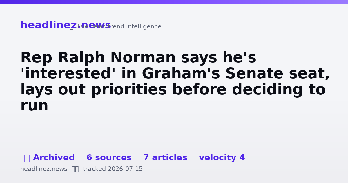 Visual summary for Rep Ralph Norman says he's 'interested' in Graham's Senate seat, lays out priorities before deciding to run
