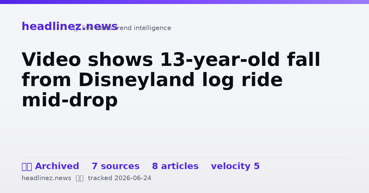 Visual summary for Video shows 13-year-old fall from Disneyland log ride mid-drop