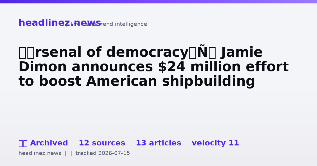 Visual summary for ‘Arsenal of democracy’: Jamie Dimon announces $24 million effort to boost American shipbuilding