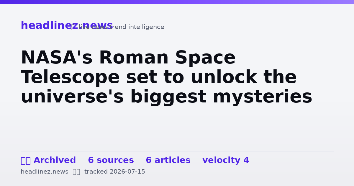 Visual summary for NASA's Roman Space Telescope set to unlock the universe's biggest mysteries