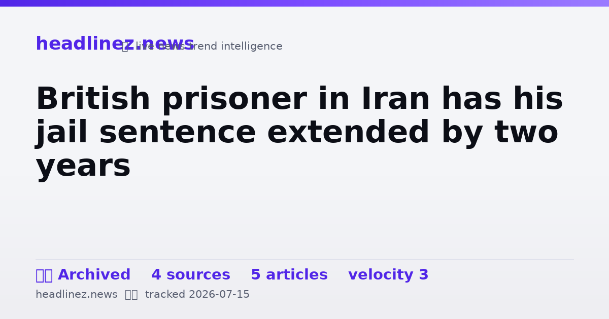 Visual summary for British prisoner in Iran has his jail sentence extended by two years