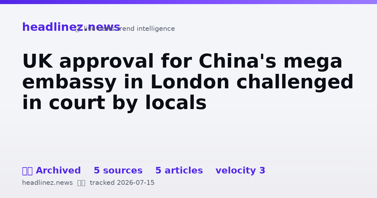 Visual summary for UK approval for China's mega embassy in London challenged in court by locals