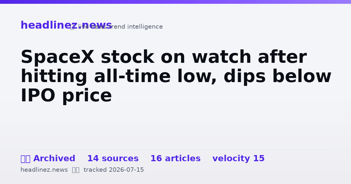 Visual summary for SpaceX stock on watch after hitting all-time low, dips below IPO price