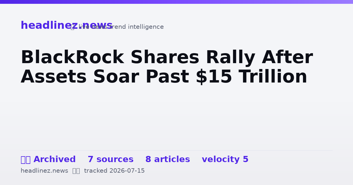 Visual summary for BlackRock Shares Rally After Assets Soar Past $15 Trillion