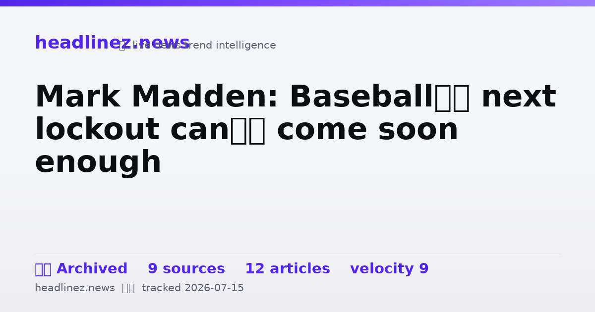 Visual summary for Mark Madden: Baseball’s next lockout can’t come soon enough