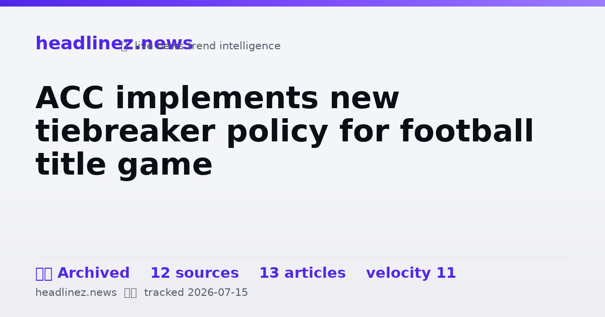 Visual summary for ACC implements new tiebreaker policy for football title game