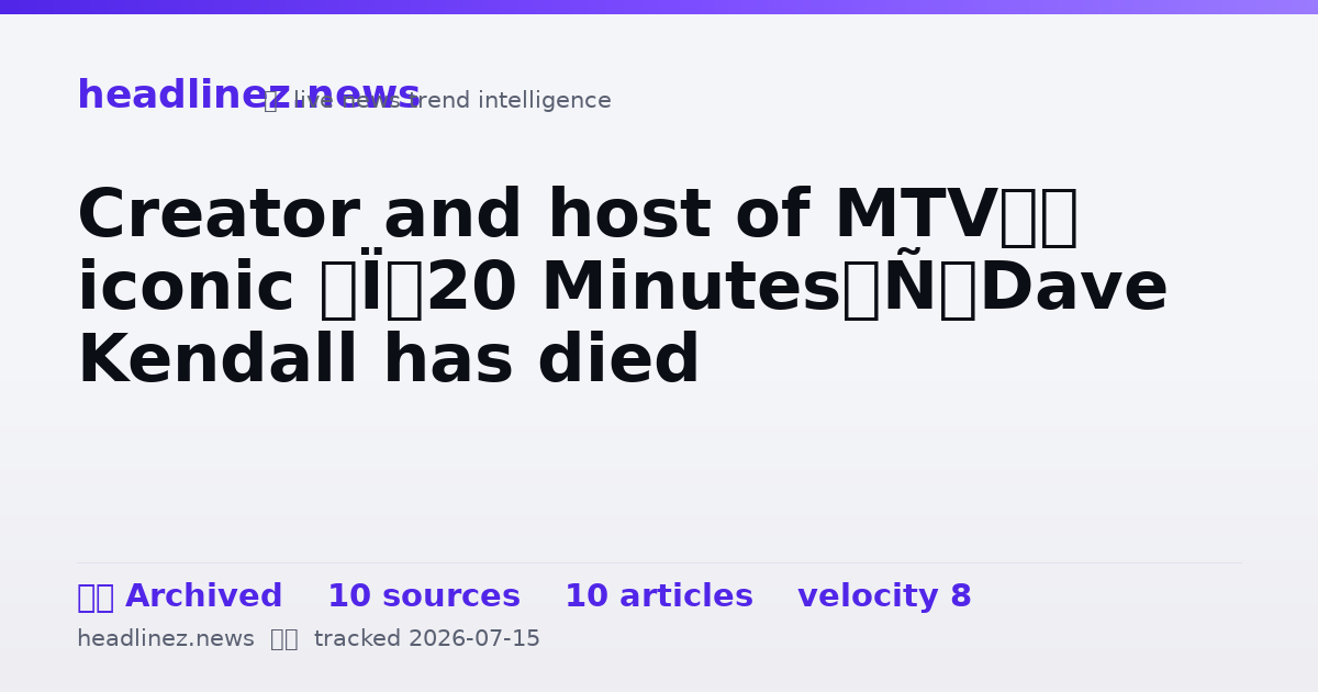 Visual summary for Creator and host of MTV’s iconic ‘120 Minutes’ Dave Kendall has died