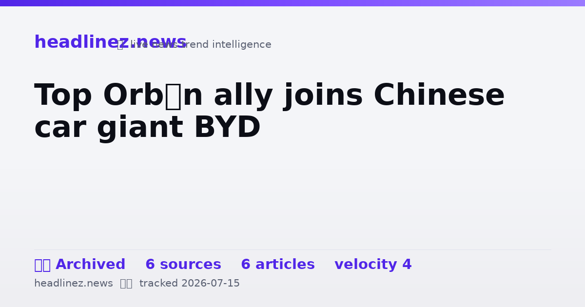 Visual summary for Top Orbán ally joins Chinese car giant BYD