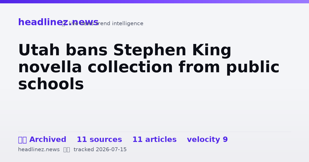 Visual summary for Utah bans Stephen King novella collection from public schools