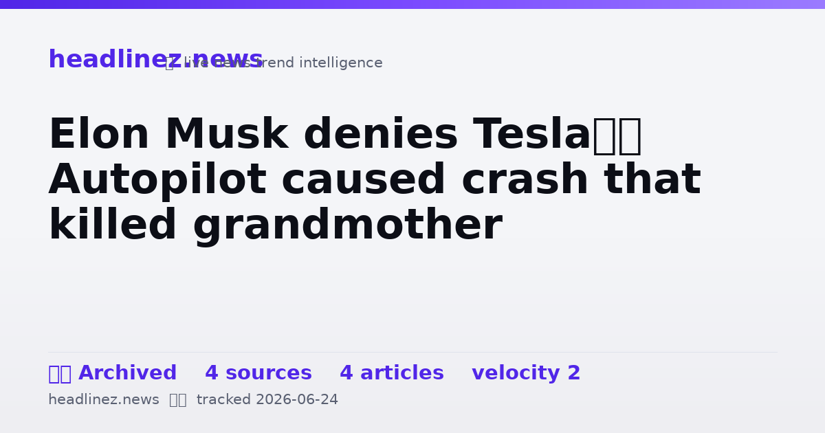 Visual summary for Elon Musk denies Tesla’s Autopilot caused crash that killed grandmother