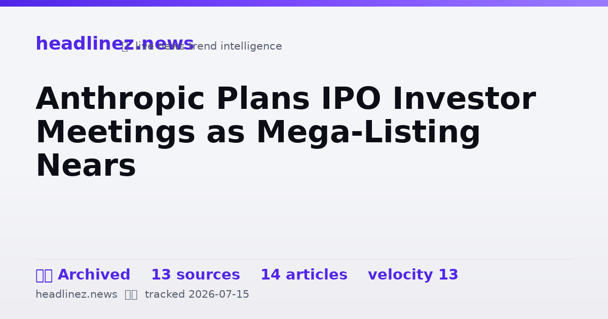 Visual summary for Anthropic Plans IPO Investor Meetings as Mega-Listing Nears