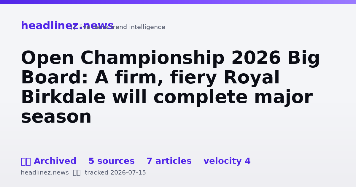 Visual summary for Open Championship 2026 Big Board: A firm, fiery Royal Birkdale will complete major season