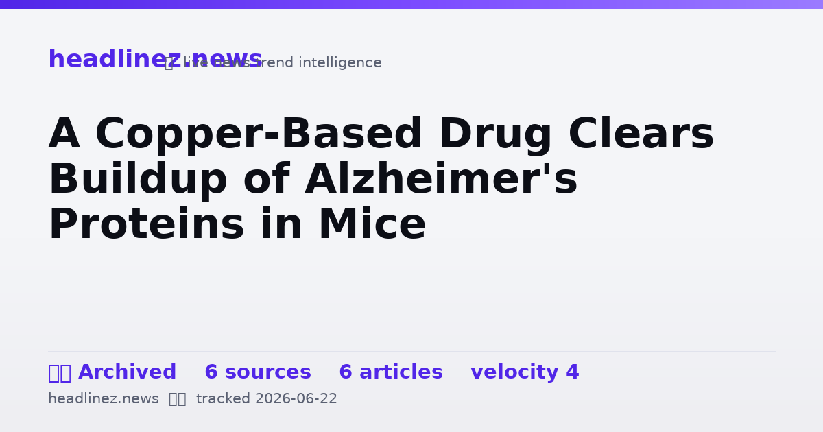 Visual summary for A Copper-Based Drug Clears Buildup of Alzheimer's Proteins in Mice
