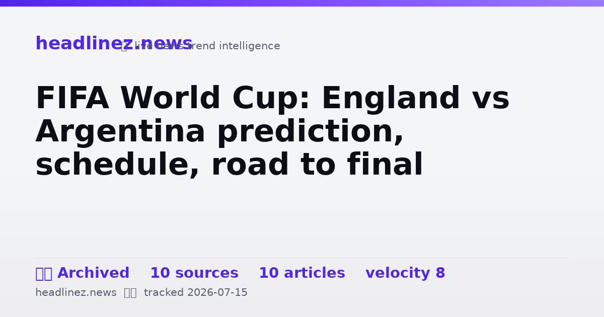 Visual summary for FIFA World Cup: England vs Argentina prediction, schedule, road to final