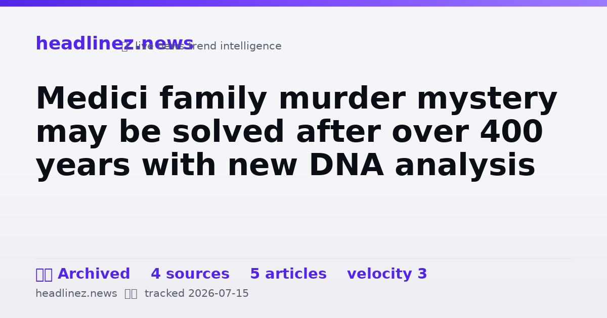 Visual summary for Medici family murder mystery may be solved after over 400 years with new DNA analysis