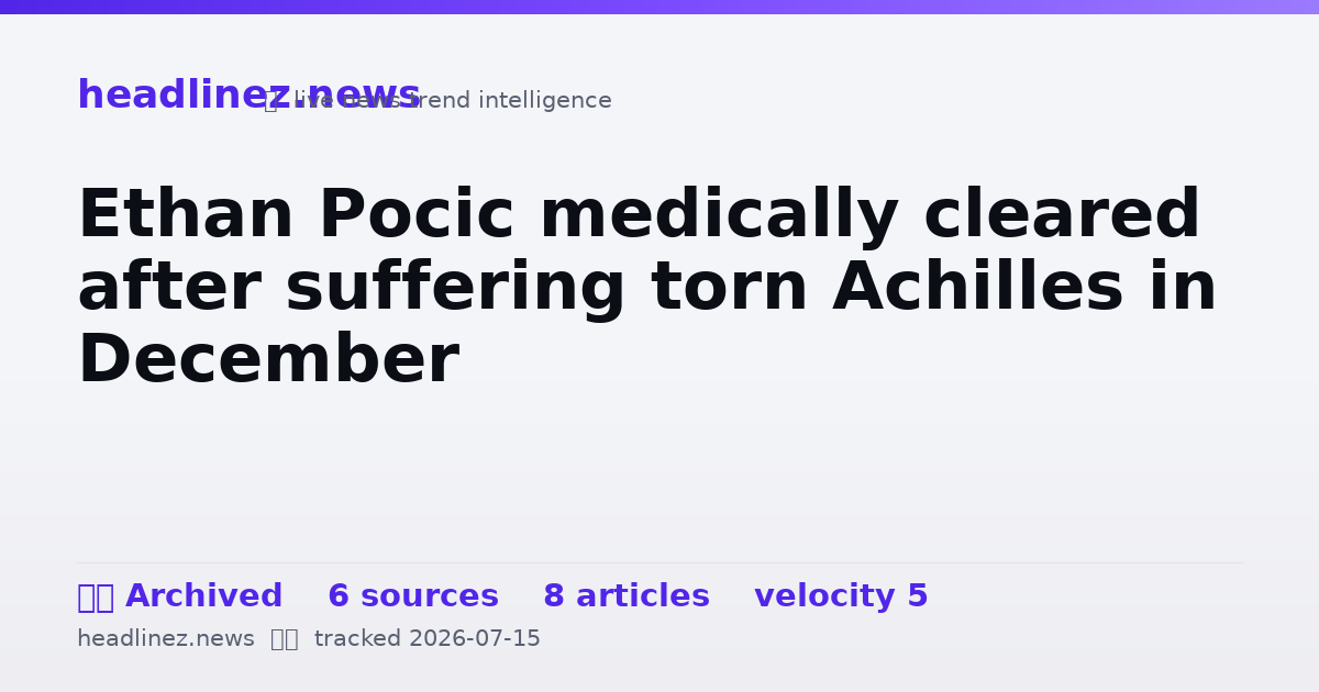 Visual summary for Ethan Pocic medically cleared after suffering torn Achilles in December