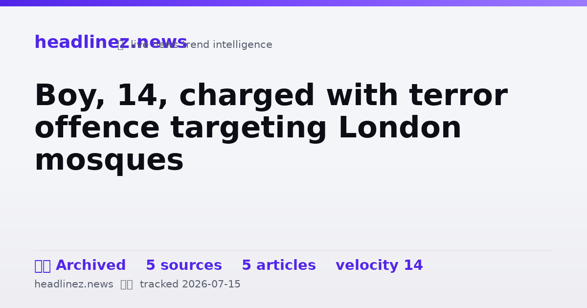 Visual summary for Boy, 14, charged with terror offence targeting London mosques