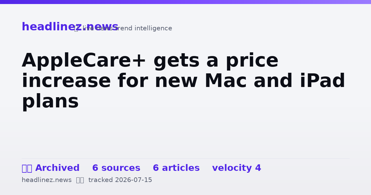 Visual summary for AppleCare+ gets a price increase for new Mac and iPad plans