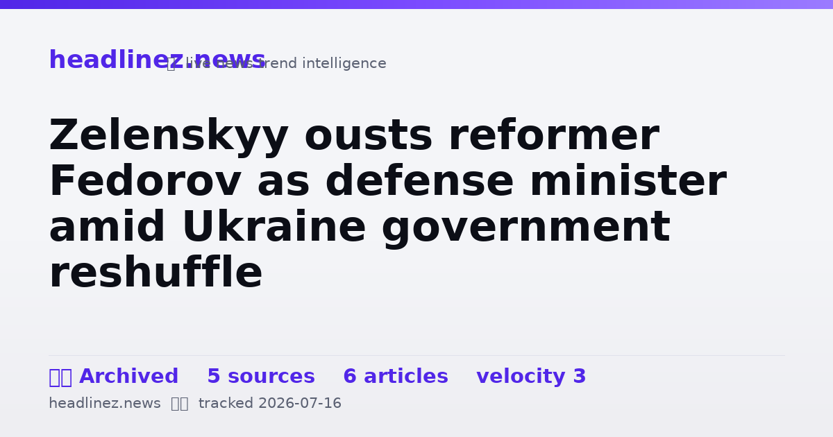 Visual summary for Zelenskyy ousts reformer Fedorov as defense minister amid Ukraine government reshuffle