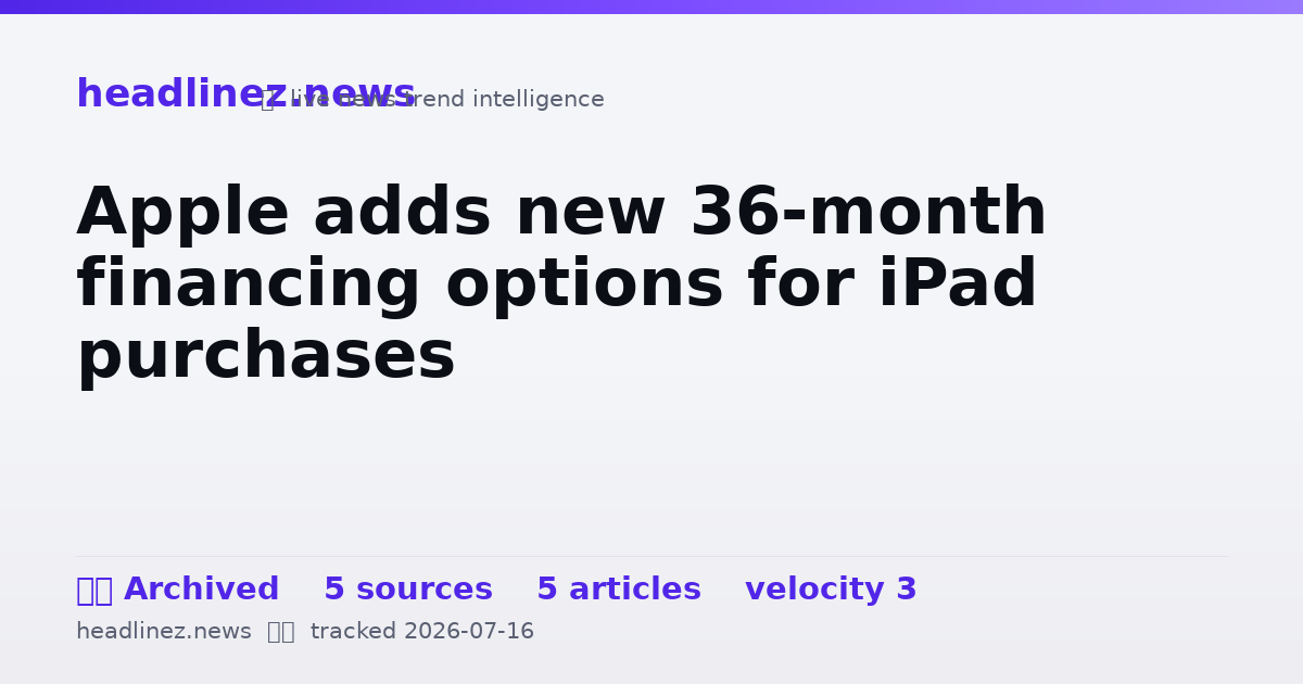Visual summary for Apple adds new 36-month financing options for iPad purchases