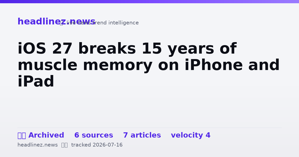 Visual summary for iOS 27 breaks 15 years of muscle memory on iPhone and iPad