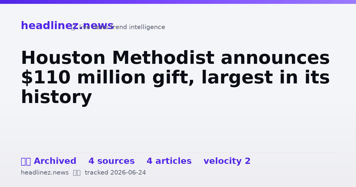 Visual summary for Houston Methodist announces $110 million gift, largest in its history