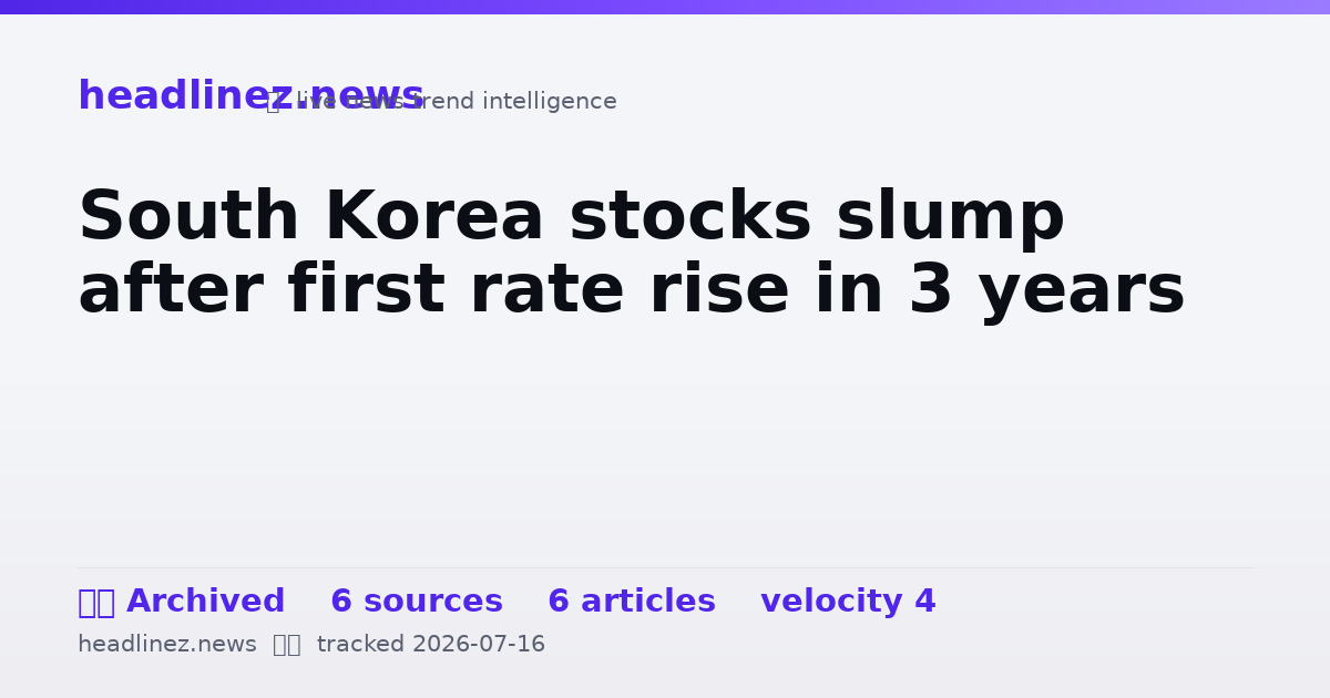 Visual summary for South Korea stocks slump after first rate rise in 3 years