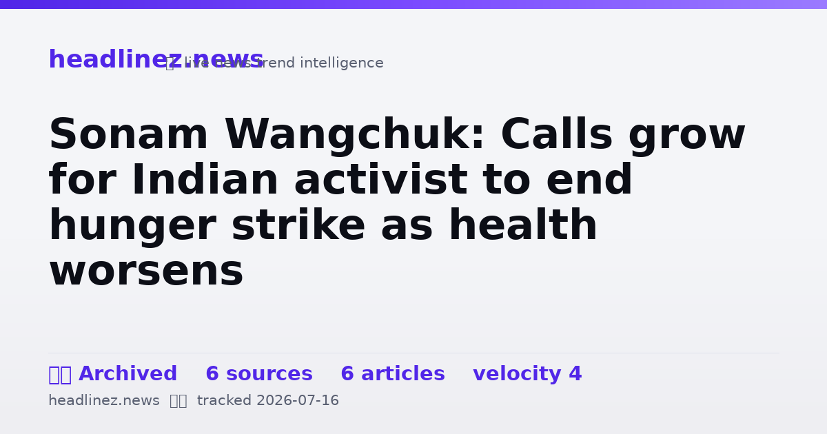 Visual summary for Sonam Wangchuk: Calls grow for Indian activist to end hunger strike as health worsens