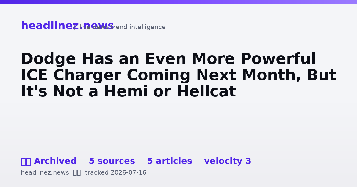 Visual summary for Dodge Has an Even More Powerful ICE Charger Coming Next Month, But It's Not a Hemi or Hellcat