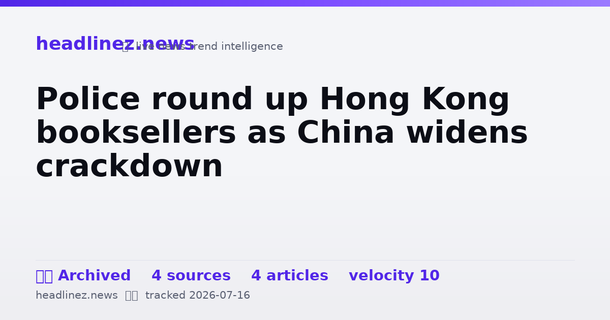 Visual summary for Police round up Hong Kong booksellers as China widens crackdown